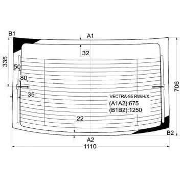 Стекло заднее с обогревом OPEL VECTRA 4D SED 95- <b>XYG VECTRA-95 RW/H/X</b>