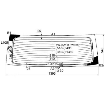 Стекло заднее с обогревом VOLKSWAGEN TOUAREG 10-18 <b>XYG VW-SUV-11 RW/H/X</b>