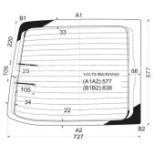 Стекло заднее (распашной двери) правое с обогревом VOLKSWAGEN TRANSPORTER T5 VAN 2003- <b>XYG VW-T5 RW/RH/H/X</b>