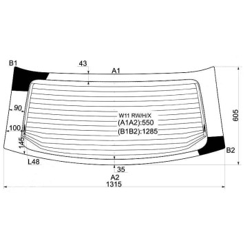 Стекло заднее (крышка багажника) с обогревом NISSAN EXPERT W11 98-05 <b>XYG W11 RW/H/X</b>