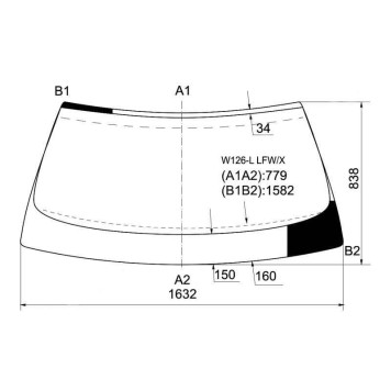 Стекло лобовое в клей MERCEDES-BENZ S-CLASS W126 80-91 <b>XYG W126-L LFW/X</b>