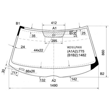 Стекло лобовое в клей MERCEDES-BENZ E-CLASS W210 95-02 4 / 5D <b>XYG W210 LFW/X</b>
