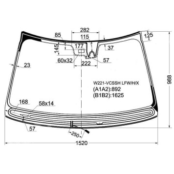 Стекло лобовое с обогревом щеток в клей MERCEDES-BENZ S-CLASS W221 05- <b>XYG W221-VCSSH LFW/H/X</b>