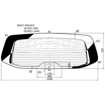 Стекло заднее (крышка багажника) с обогревом MERCEDES BENZ VITO VAN 15- <b>XYG W447 RW/H/X</b>