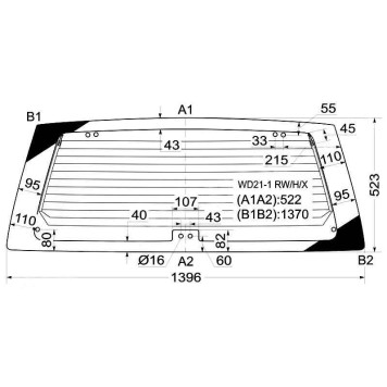 Стекло заднее (крышка багажника) с обогревом NISSAN TERRANO / PATHFIDER 89-95 3 / 5D <b>XYG WD21-1 RW/H/X</b>