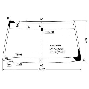 Стекло лобовое в клей OPEL FRONTERA B / ISUZU FASTER / WIZARD / RODEO / MU / HONDA PASSPORT 98-04 3 / 5D <b>XYG X145 LFW/X</b>