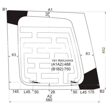Стекло заднее (распашной двери) левое с обогревом NISSAN PATROL / SAFARI 97-10 3 / 5D <b>XYG Y61 RW/LH/H/X</b>