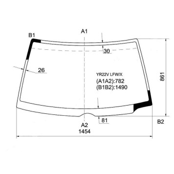 Стекло лобовое в клей TOYOTA TOWNACE / MASTER ACE SURF VAN WAGON 88-92 (вырез под щетки) <b>XYG YR22V LFW/X</b>