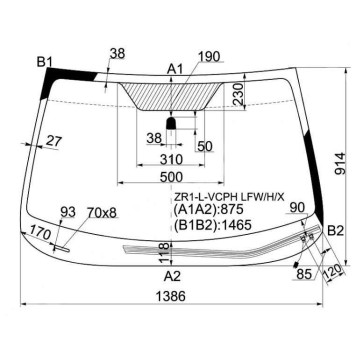 Стекло лобовое с обогревом щеток в клей SUBARU IMPREZA 07- 4 / 5D <b>XYG ZR1-L-VCPH LFW/H/X</b>