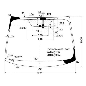 Стекло лобовое в клей TOYOTA PRIUS 5D HBK 2009- (EUR VERSION) <b>XYG ZVW30-09-L-VCPS LFW/X</b>