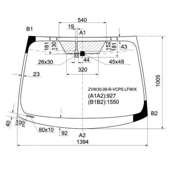 Стекло лобовое + дд TOYOTA PRIUS XW30 (правый руль) 09-15 <b>XYG ZVW30-09-R-VCPS LFW/X</b>