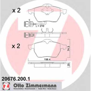 Колодки тормозные дисковые для AUDI 100(4A,C4), A6(4A,C4) <b>ZIMMERMANN 20676.200.1 / 20676</b>