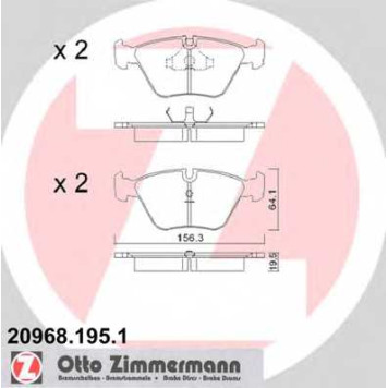 Колодки тормозные дисковые для BMW 3(E36), 5(E34), 7(E32), Z3(E36) <b>ZIMMERMANN 20968.195.1 / 20968</b>