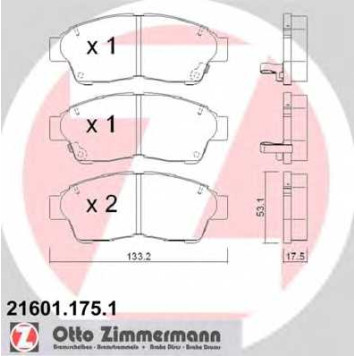 Колодки тормозные дисковые для TOYOTA CAMRY, CARINA E, CELICA, COROLLA, PICNIC, RAV 4 <b>ZIMMERMANN 21601.175.1 / 21601</b>
