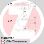 Колодки тормозные дисковые для CHRYSLER CROSSFIRE / MERCEDES CLK, E, S, SLK / SSANGYONG CHAIRMAN <b>ZIMMERMANN 21670.200.1 / 21670</b>