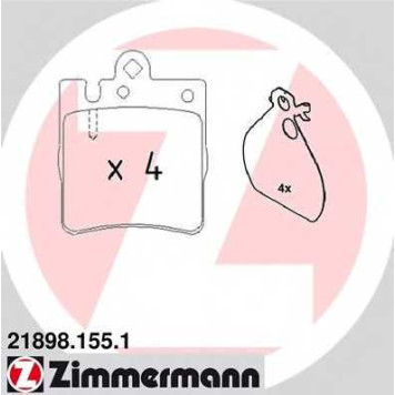 Колодки тормозные дисковые для MERCEDES C, CLC, CLK, E, SLK / SSANGYONG CHAIRMAN <b>ZIMMERMANN 21898.155.1 / 21898</b>