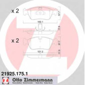 Колодки тормозные дисковые для BMW 3(E46) <b>ZIMMERMANN 21925.175.1 / 21925</b>