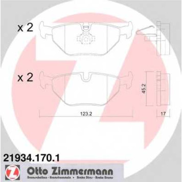 Колодки тормозные дисковые для BMW 3(E46), Z4(E85,E86) / SAAB 9-5(YS3E) <b>ZIMMERMANN 21934.170.1 / 21934</b>