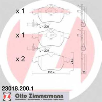 Колодки тормозные дисковые для AUDI A4, A6 / SKODA SUPERB / VW PASSAT <b>ZIMMERMANN 23018.200.1 / 20676</b>
