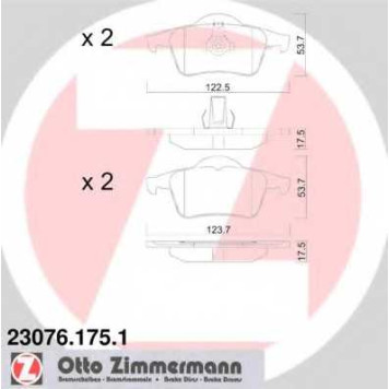 Колодки тормозные дисковые для VOLVO S60, S80(TS,XY), V70(LV,SW), XC70 CROSS COUNTRY <b>ZIMMERMANN 23076.175.1 / 23076</b>