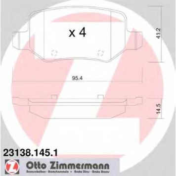 Колодки тормозные дисковые для MERCEDES A(W168,W169), B(W245), VANEO(414) <b>ZIMMERMANN 23138.145.1 / 23138</b>