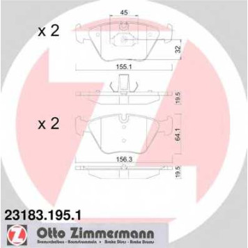 Колодки тормозные дисковые для BMW 3(E46), X3(E83), Z4(E85,E86) <b>ZIMMERMANN 23183.195.1 / 21676</b>