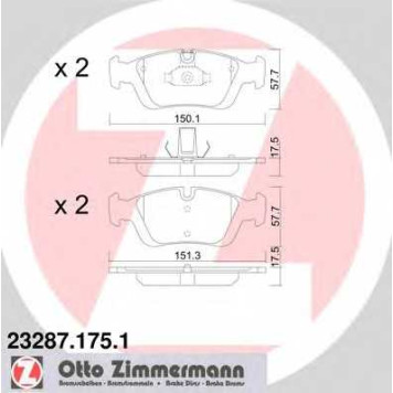 Колодки тормозные дисковые для BMW 3(E36,E46), Z3(E36), Z4(E85) <b>ZIMMERMANN 23287.175.1 / 21643</b>