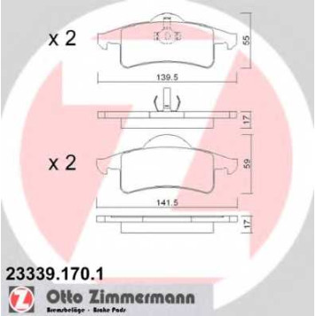 Колодки тормозные дисковые для JEEP CHEROKEE(XJ), GRAND CHEROKEE(WG,WJ) <b>ZIMMERMANN 23339.170.1 / 23338</b>