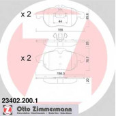 Колодки тормозные дисковые для FIAT CROMA(194) / OPEL ASTRA(L08,L35,L48), SIGNUM, VECTRA, ZAFIRA(A05) / SAAB 9-3(YS3F), 9-3X <b>ZIMMERMANN 23402.200.1 / 23402</b>