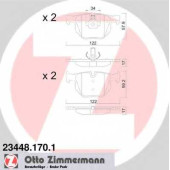 Колодки тормозные дисковые для BMW X5(E70,F15,F85), X6(E71,E72,F16,F86) <b>ZIMMERMANN 23448.170.1 / 23447</b>