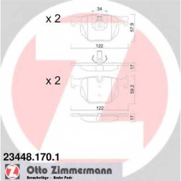 Колодки тормозные дисковые для BMW X5(E70,F15,F85), X6(E71,E72,F16,F86) <b>ZIMMERMANN 23448.170.1 / 23447</b>