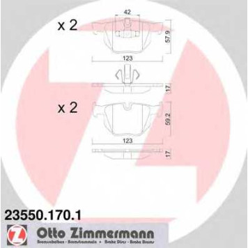 Колодки тормозные дисковые для BMW 3(E90,E91,E92,E93), X1(E84) <b>ZIMMERMANN 23550.170.1 / 23550</b>