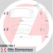 Колодки тормозные дисковые для CITROEN C-CROSSER, C4 AIRCROSS / MITSUBISHI ASX, GALLOPER, GRANDIS, LANCER, OUTLANDER, PAJERO / PEUGEOT 4007, 4008 <b>ZIMMERMANN 23582.155.1 / 23582</b>