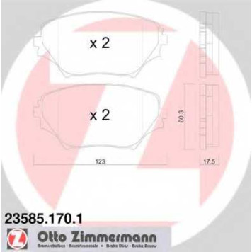 Колодки тормозные дисковые для TOYOTA RAV 4(ACA2#,CLA2#,XA2#,ZCA2#) <b>ZIMMERMANN 23585.170.1 / 23585</b>