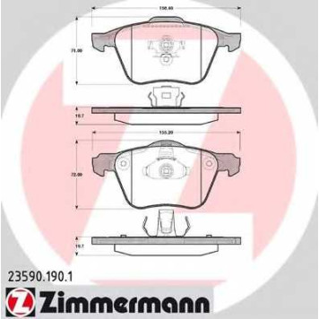 Колодки тормозные дисковые для VOLVO XC90 <b>ZIMMERMANN 23590.190.1 / 23590</b>