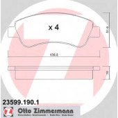 Колодки тормозные дисковые для CITROEN BERLINGO, C2, C3, C4, XSARA / PEUGEOT 1007, 206, 207, 307, PARTNER <b>ZIMMERMANN 23599.190.1 / 22954</b>