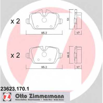 Колодки тормозные дисковые для BMW 1(E81,E87), 3(E90,E91) <b>ZIMMERMANN 23623.170.1 / 23623</b>