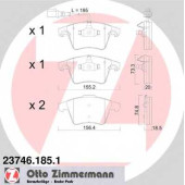 Колодки тормозные дисковые для VW MULTIVAN, TRANSPORTER <b>ZIMMERMANN 23746.185.1 / 23467</b>