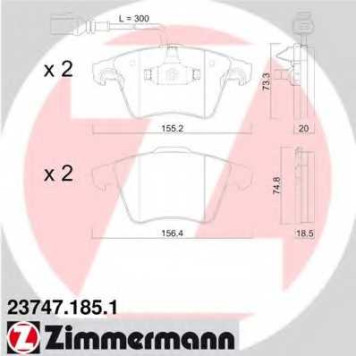 Колодки торм VW TOUAREG 3.0TDI/3.2/3.6FSI/4.2/5.0TDI/6.0 пер с датч 10/02-> <b>ZIMMERMANN 237471851</b>
