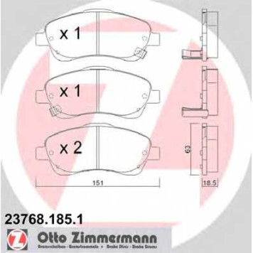 Колодки тормозные дисковые для TOYOTA AVENSIS(T25,T25#), COROLLA(R1#,ZER#,ZZE12#) <b>ZIMMERMANN 23768.185.1 / 23479</b>