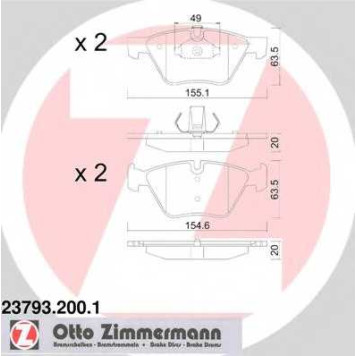 Колодки тормозные дисковые для BMW 5(E60,E61) <b>ZIMMERMANN 23793.200.1 / 23793</b>