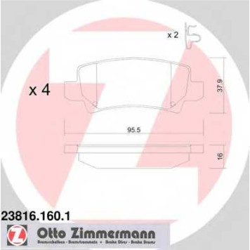 Колодки тормозные дисковые для TOYOTA COROLLA(#E12J#, #E12T#, CDE12#, NDE12#, ZDE12#, ZZE12#) <b>ZIMMERMANN 23816.160.1 / 23816</b>
