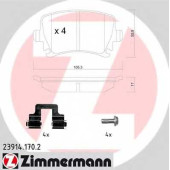 Колодки тормозные дисковые для AUDI A3, A4, A6, TT / SKODA OCTAVIA, SUPERB, YETI / VW CADDY, CC, EOS, GOLF, JETTA, PASSAT, SCIROCCO, TOURAN <b>ZIMMERMANN 23914.170.2 / 23914</b>