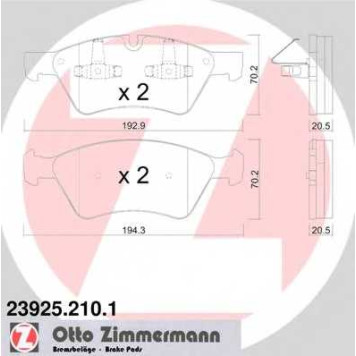 Колодки тормозные дисковые для MERCEDES E(S211,W211), GL(X164), M(W164), R(V251,W251) <b>ZIMMERMANN 23925.210.1 / 23922</b>