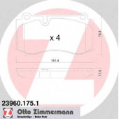 Колодки тормозные дисковые для MERCEDES CLS(C219), E(S211,W211), S(C216,W221), SL(R230) <b>ZIMMERMANN 23960.175.1 / 23960</b>