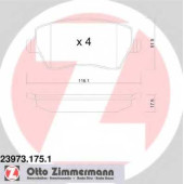 Колодки тормозные дисковые для MERCEDES CITAN Mixto, CITAN / NISSAN MICRA, NOTE, TIIDA / RENAULT CAPTUR, CLIO, DUSTER, KANGOO Express, KANGOO, MODUS, THALIA, ZOE <b>ZIMMERMANN 23973.175.1 / 23973</b>