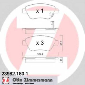Колодки тормозные дисковые для OPEL CORSA <b>ZIMMERMANN 23982.180.1 / 23982</b>