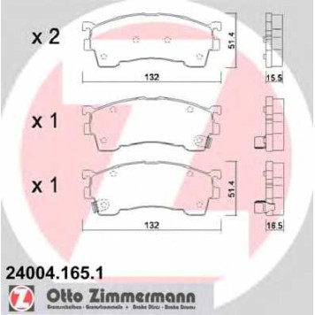 Комплект тормозных колодок, дисковый тормоз <b>ZIMMERMANN 24004.165.1</b>