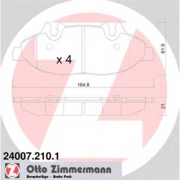 Колодки тормозные дисковые для MERCEDES VIANO(W639), VITO(W639) <b>ZIMMERMANN 24007.210.1 / 24007</b>
