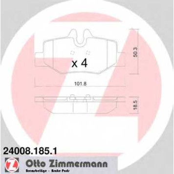 Колодки тормозные дисковые для MERCEDES VIANO(W639), VITO(W639) <b>ZIMMERMANN 24008.185.1 / 24008</b>